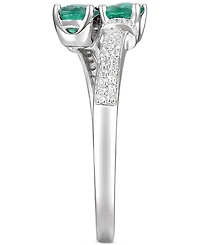 Lab-Grown Sapphire (1 ct. t.w.) & White (1/6 Double Stone Ring Sterling Silver (Also Emerald