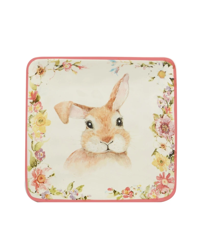 Certified International Easter Garden 6" Assorted Square Canape Plates, Set of 4