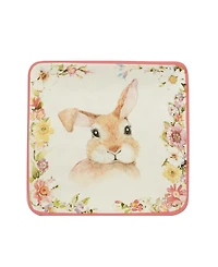 Certified International Easter Garden 6" Assorted Square Canape Plates, Set of 4