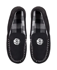 Men's Foco Brooklyn Nets Team Logo Flannel Moccasin Slippers