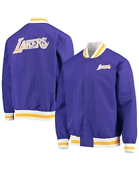 Men's Los Angeles Lakers Purple Mitchell & Ness Hardwood Classics 75th Anniversary Authentic Warmup Full-Snap Jacket