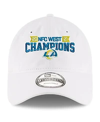 Men's New Era White Los Angeles Rams 2021 Nfc West Division Champions 9TWENTY Adjustable Hat