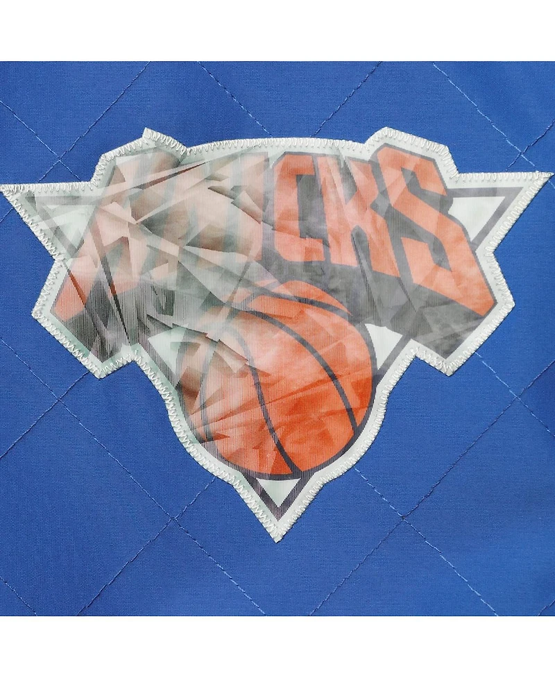 Men's New York Knicks Blue Mitchell & Ness Hardwood Classics 75th Anniversary Authentic Warmup Full-Snap Jacket