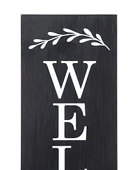 Glitzhome 30" Double Sided Solid Boxed 'Welcome to our Porch' Porch Sign