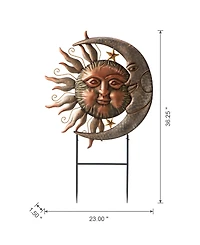 Glitzhome 36.25" Sun and Moon Yard Stake or Wall Decor