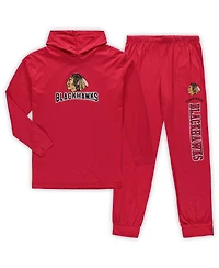 Men's Red Chicago Blackhawks Big and Tall Pullover Hoodie Joggers Sleep Set