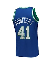 Men's Dirk Nowitzki Blue Dallas Mavericks 1998-99 Hardwood Classics 75th Anniversary Diamond Swingman Jersey