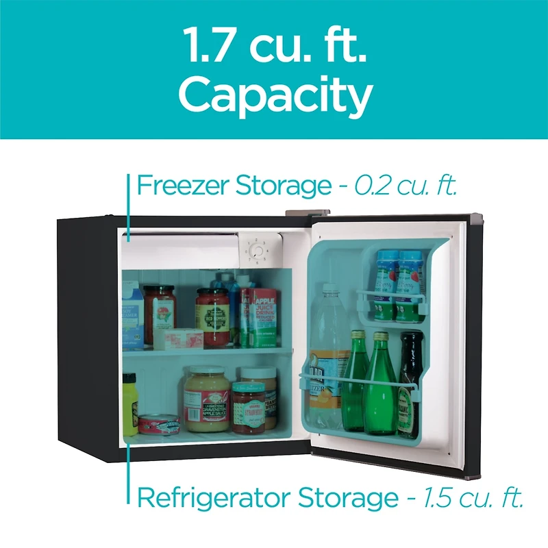 1.7 cu.ft.. Ref / Freeze1 Door - Black