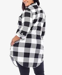 White Mark Plus Plaid Tunic Shirt