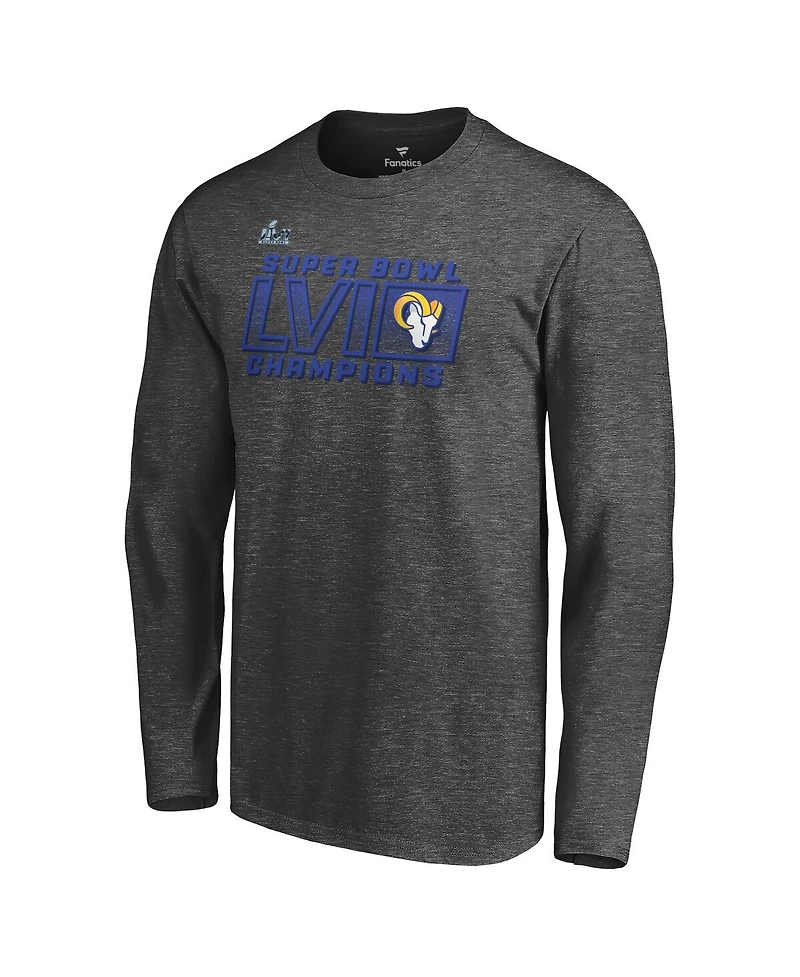 Men's Fanatics Heather Charcoal Los Angeles Rams Super Bowl Lvi Champions Fumble Long Sleeve T-shirt