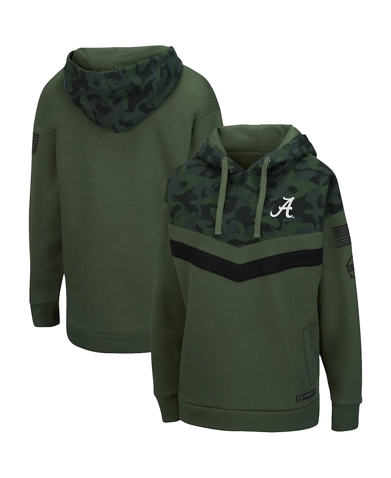 Women's Colosseum Olive, Camo Alabama Crimson Tide Oht Military-Inspired Appreciation Extraction Chevron Pullover Hoodie