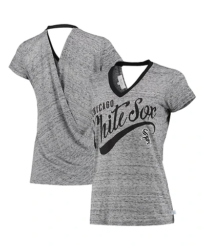 Women's Touch Black Chicago White Sox Hail Mary V-Neck Back Wrap T-shirt