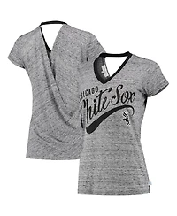 Women's Touch Black Chicago White Sox Hail Mary V-Neck Back Wrap T-shirt