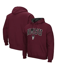 Men's Colosseum Crimson New Mexico State Aggies Arch and Logo Pullover Hoodie