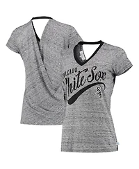 Women's Touch Black Chicago White Sox Hail Mary V-Neck Back Wrap T-shirt