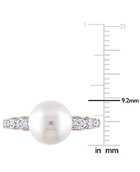 Cultured Freshwater Pearl (9mm) & Diamond (1/8 ct. t.w.) Ring 10k Rose Gold