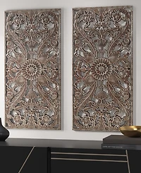 Madison Park Botanical Panel Carved Wall Set, 2 Piece