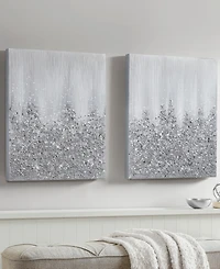Madison Park Silver Glimmer Hand Brush Embellished Canvas Set, 2 Piece