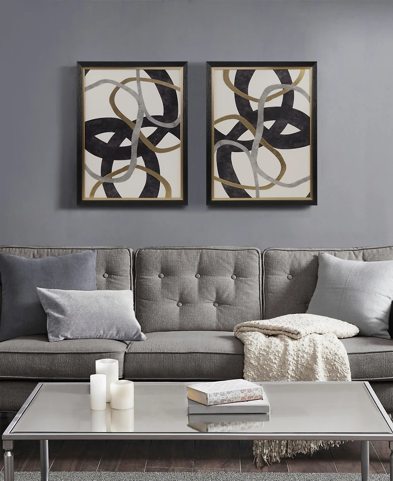 Madison Park Moving Midas Abstract Foil Framed Canvas Set, 2 Piece