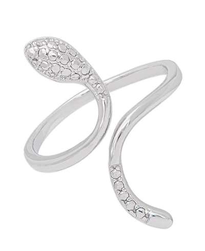 Diamond Accent Snake Ring Fine Silver Plate