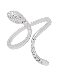 Diamond Accent Snake Ring Fine Silver Plate