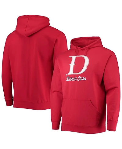 Men's Stitches Red Detroit Stars Negro League Logo Pullover Hoodie