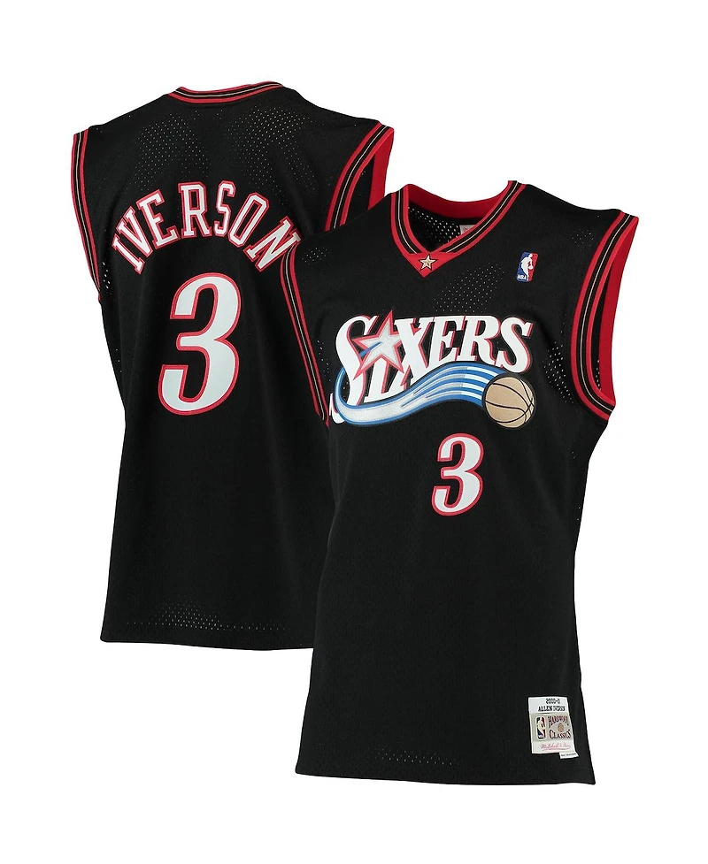 Men's Mitchell & Ness Allen Iverson Black Philadelphia 76ers Big and Tall Hardwood Classics Jersey