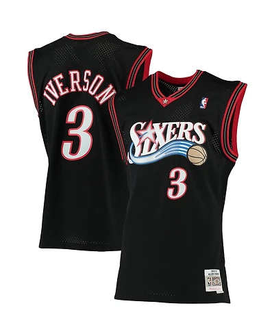 Men's Mitchell & Ness Allen Iverson Black Philadelphia 76ers Big and Tall Hardwood Classics Jersey