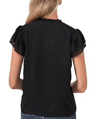 CeCe Women's Tie-Neck Short Flutter-Sleeve Blouse