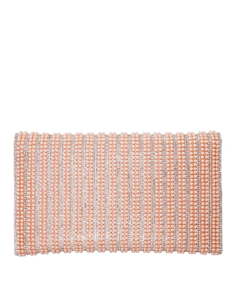 Women's Allover Imitation Pearl and Crystal Envelope Clutch