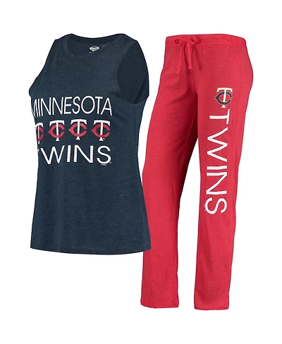 Women's Concepts Sport Red, Navy Minnesota Twins Meter Muscle Tank Top and Pants Sleep Set