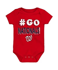 Unisex Infant Red and Navy Gray Washington Nationals Born To Win 3-Pack Bodysuit Set