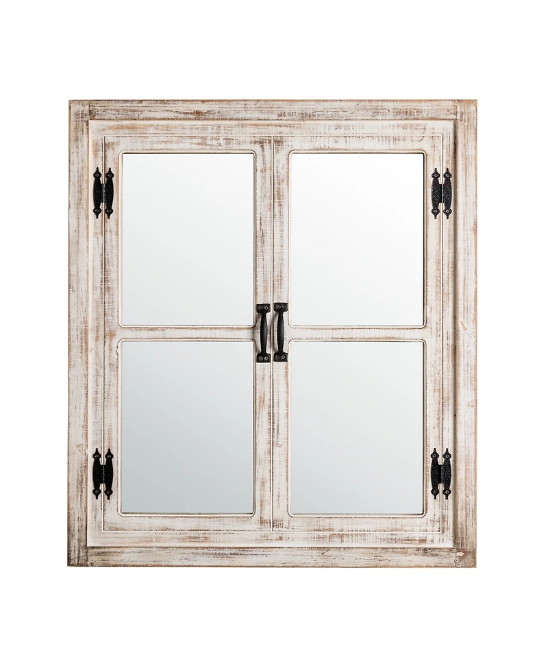 Glitzhome Oversized Farmhouse Wood Window Frame Wall Mirror