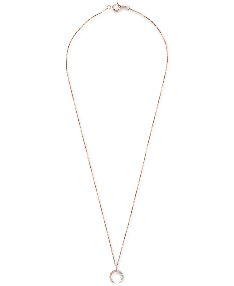 Wrapped Diamond Crescent Moon 20" Pendant Necklace (1/10 ct. t.w.) 14k Gold or Rose Gold, Created for Macy's