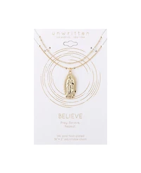 Unwritten 14K Gold Flash Plated Virgin Mary Layered Pendant Necklace