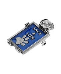Silver-Tone 'Save A Life' Dog Frame Pin