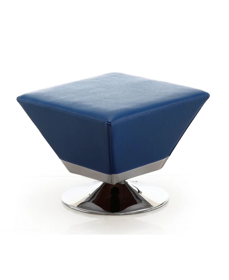 Manhattan Comfort Diamond Leatherette Upholstered Swivel Ottoman