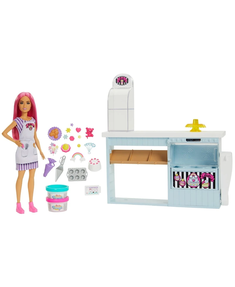 Barbie Doll Bakery Playset with Pink-Haired Petite Doll, Baking Station
