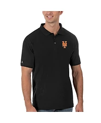 Men's Antigua Black New York Mets Legacy Pique Polo Shirt