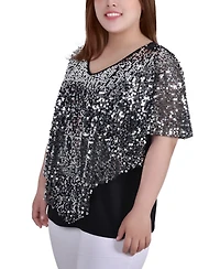 Ny Collection Plus Size Sequin-Front Poncho Top