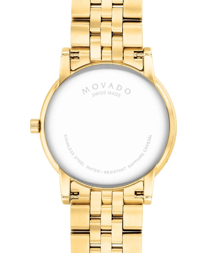 Movado Unisex Swiss Museum Classic Diamond (1/20 ct. t.w.) Gold Pvd Stainless Steel Bracelet Watch 40mm