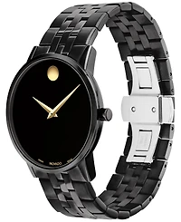 Movado Unisex Swiss Museum Classic Black Pvd Stainless Steel Bracelet Watch 40mm