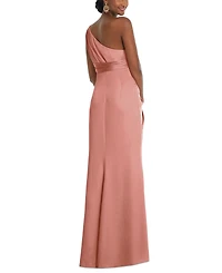 Dessy Collection Women's One-Shoulder Draped Twist Empire Waist Trumpet Gown