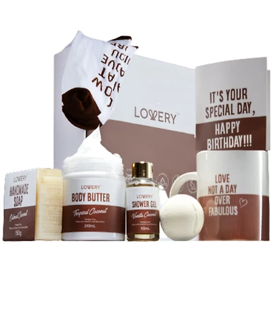Birthday Gifts, Birthday Spa Gift Box, Coconut Bath and Body Care Gift, Spa Kit, Self Care Gift, 9 Piece