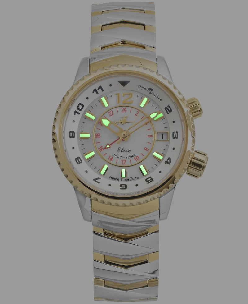 Abingdon Co. Women's Elise Tri-Time Two-Tone Stainless Steel Bracelet Watch 33mm