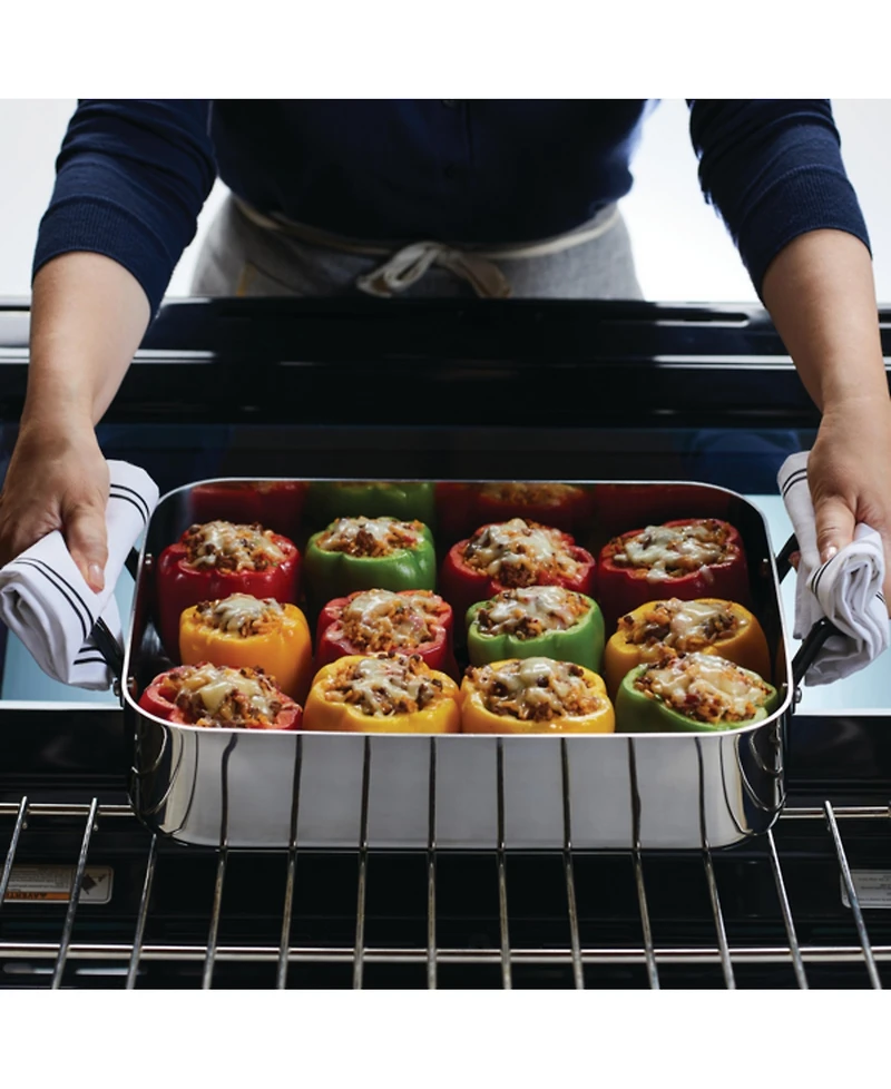 KitchenAid 5-Ply Clad Stainless Steel 15" x 11.5" Roaster with Removable Rack