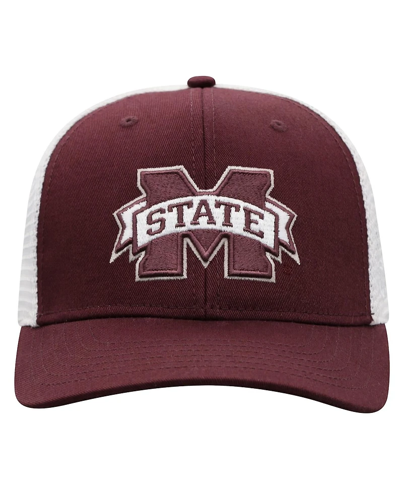 Men's Top of the World Maroon, White Mississippi State Bulldogs Trucker Snapback Hat