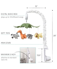 The Peanutshell Safari Animals Musical Crib Mobile for Baby Boys & Girls