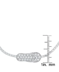 Women's Fine Silver Plated Cubic Zirconia Flip Flop Bracelet