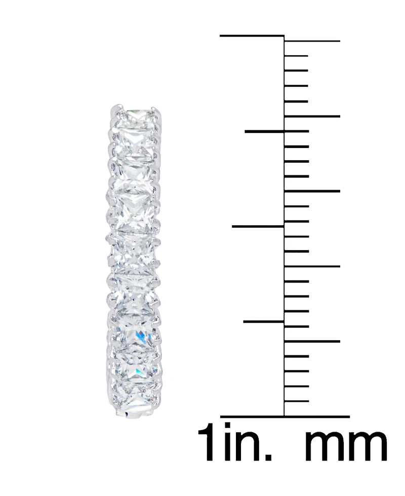 Women's Fine Silver Plated Cubic Zirconia Hoop Earrings